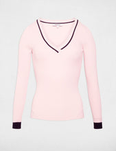 Carregar imagem no visualizador da galeria, Camisola Morgan malha rosa decote V