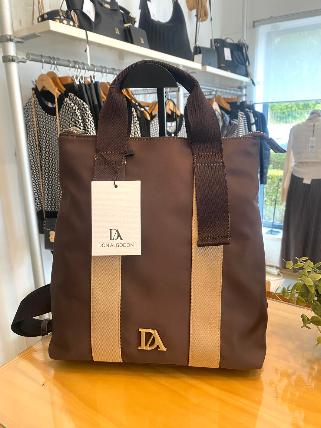 Mochila nylon castanho/beje Don Algodon