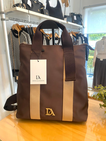 Mochila nylon castanho/beje Don Algodon