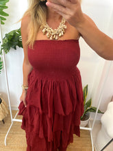 Carregar imagem no visualizador da galeria, Vestido caí caí com folhos Bordeaux
