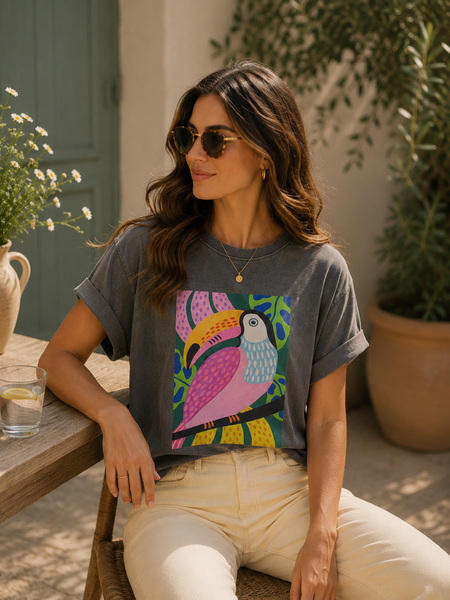 T-shirt cinza papagaio