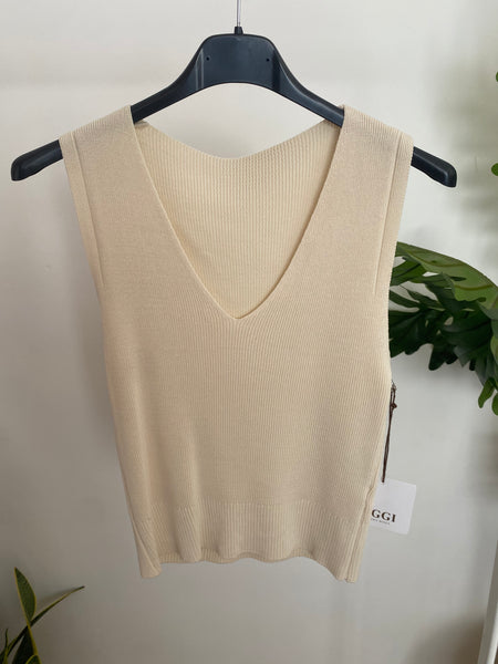Top de malha alça larga creme