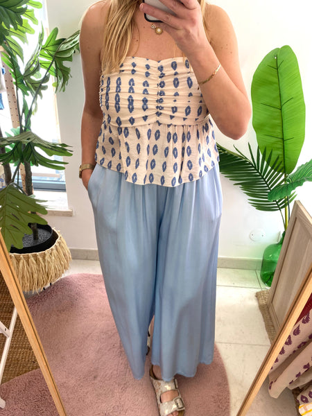 Crop top padrão azul