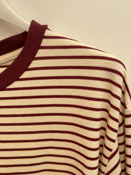 Camisola de algodão riscas Bordeaux