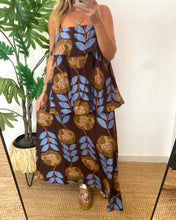 Carregar imagem no visualizador da galeria, Vestido papoilas com folhos largos azul
