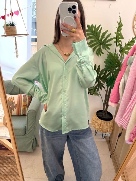 Camisa acetinada verde SMF