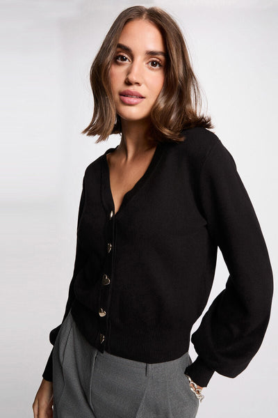 Casaco preto botões coração MORGAN