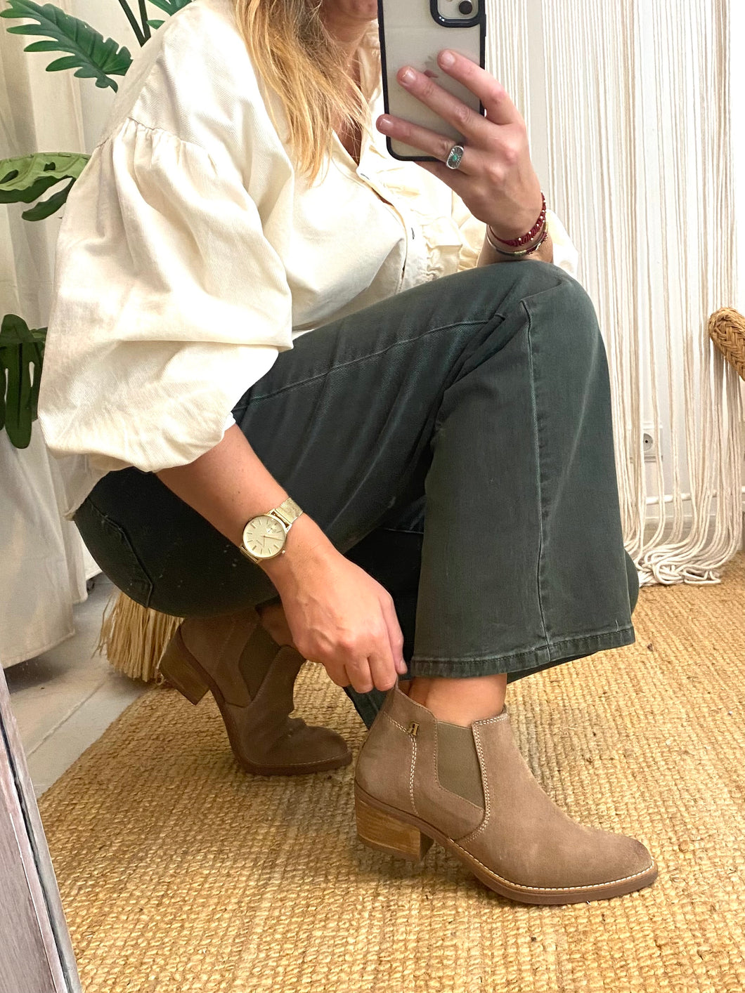 Botim camurça taupe Ruika