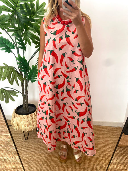 Vestido estampa malagueta 🌶️