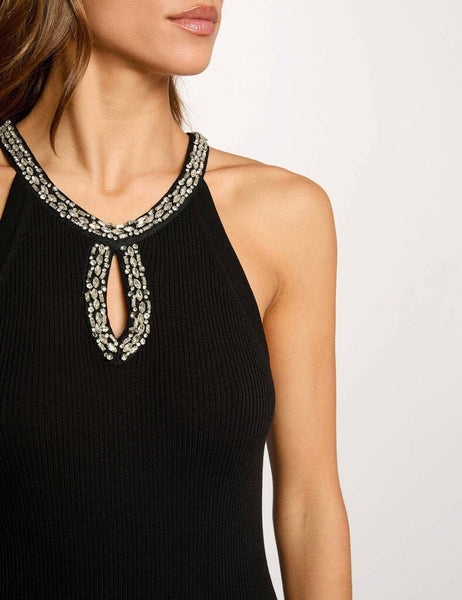 Vestido de malha preto com brilhantes Morgan