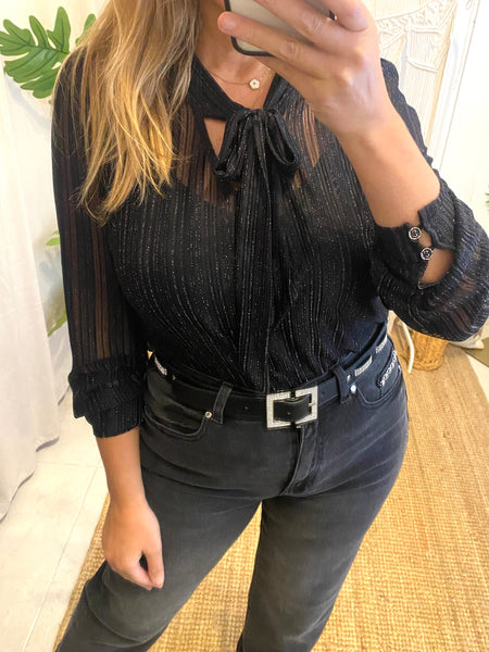 Blusa com laçada preto Morgan