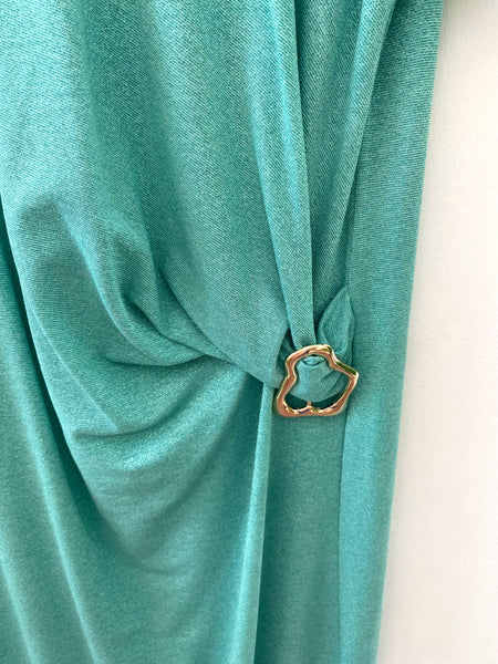 Vestido lurex fivela verde água