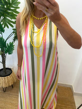 Carregar imagem no visualizador da galeria, Vestido comprido malha fria riscas finas
