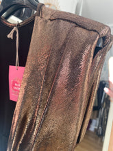 Carregar imagem no visualizador da galeria, Vestido comprido drapeado metalizado cobre
