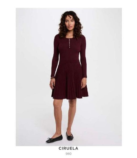 Vestido de malha Bordeaux