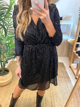 Carregar imagem no visualizador da galeria, Vestido lantejoulas preto Naf Naf
