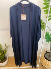 Carregar imagem no visualizador da galeria, Kimono comprido acetinado marinho
