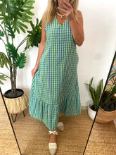 Carregar imagem no visualizador da galeria, Vestido vichy verde e azul
