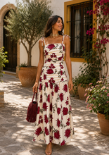 Carregar imagem no visualizador da galeria, Vestido Salamanca estampa flores branco
