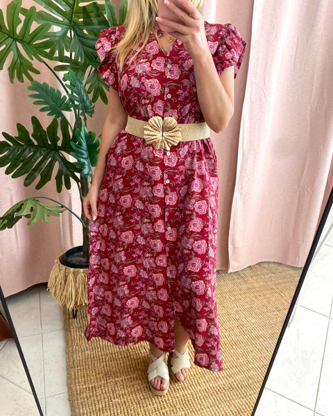Vestido camisa estampa flores cereja