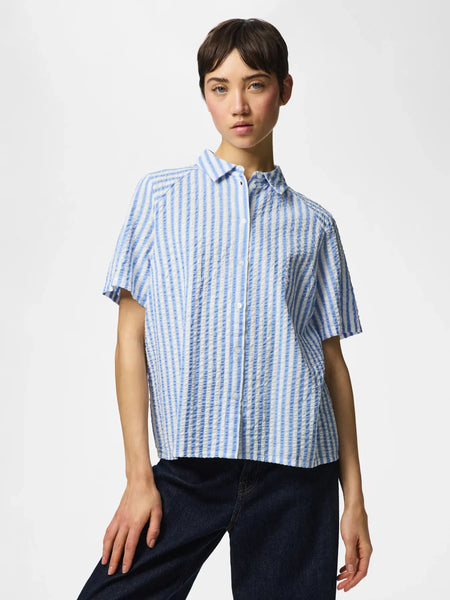 Camisa riscas azul Pieces