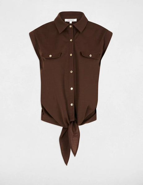 Blusa Morgan laçada castanho