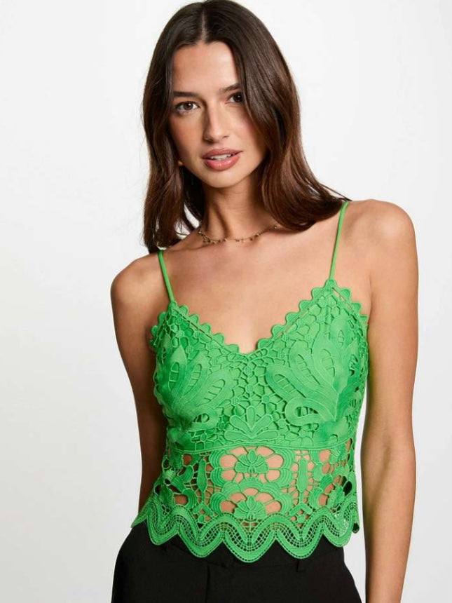 Top de renda verde Morgan