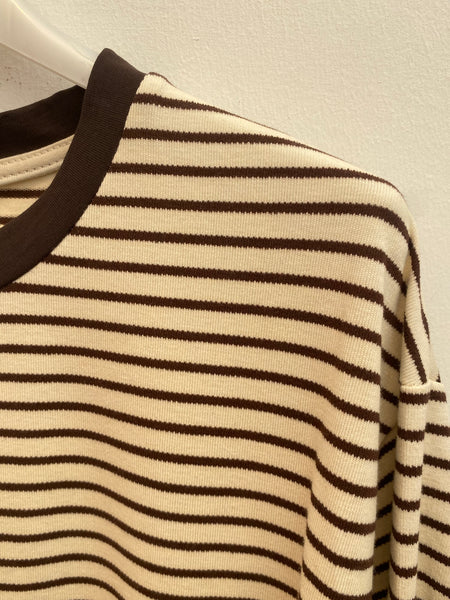 Camisola de algodão riscas castanho