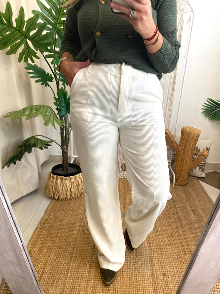 Calças bombazina pérola Morgan