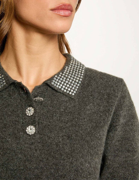 Camisola de malha com brilhantes cinza Morgan