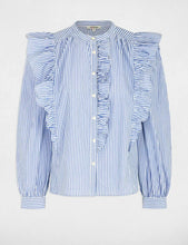 Carregar imagem no visualizador da galeria, Camisa Morgan riscas e folhos azul
