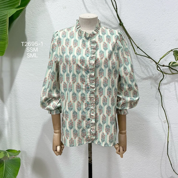 Camisa estampa verde água