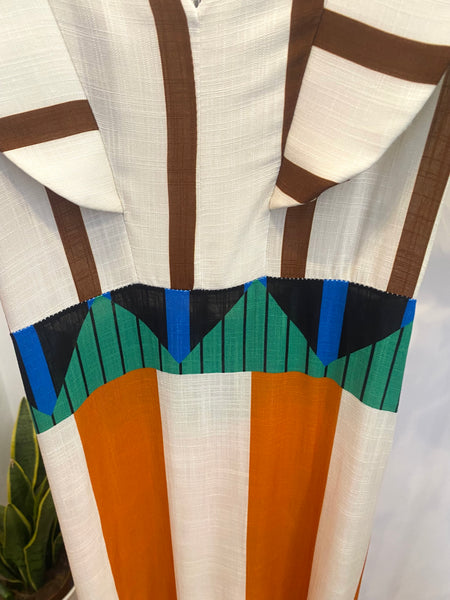 Vestido Málaga castanho e laranja
