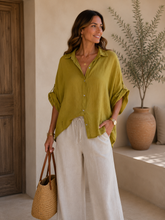 Carregar imagem no visualizador da galeria, Camisa oversize fininha verde azeitona
