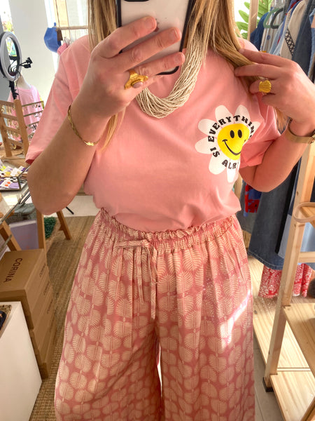 T-shirt flower smile rosa