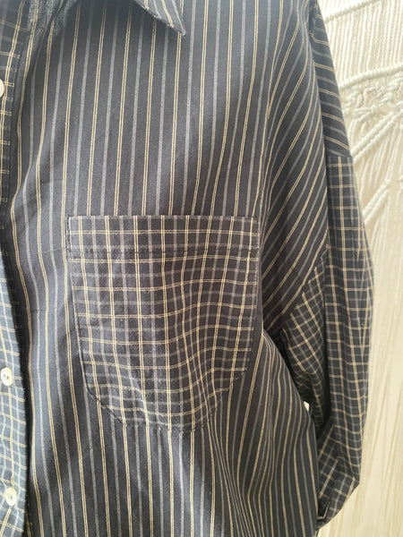 Camisa oversize riscas preto