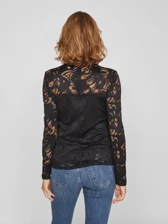 Blusa Vila preto rendada