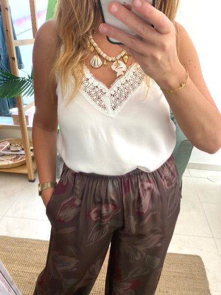 Top alças com renda branco
