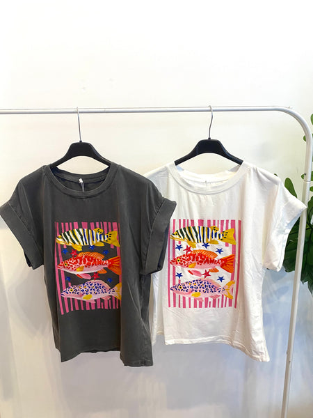 T-shirt estampa peixes