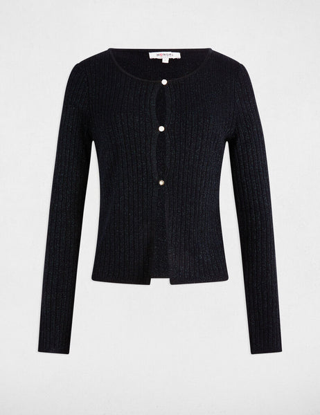 Casaco de malha lurex preto MORGAN