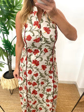 Carregar imagem no visualizador da galeria, Vestido estampa floral branco e vermelho
