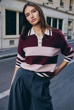 Carregar imagem no visualizador da galeria, Camisola MORGAN riscas rosa e Bordeaux
