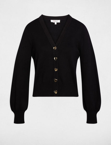 Casaco preto botões coração MORGAN