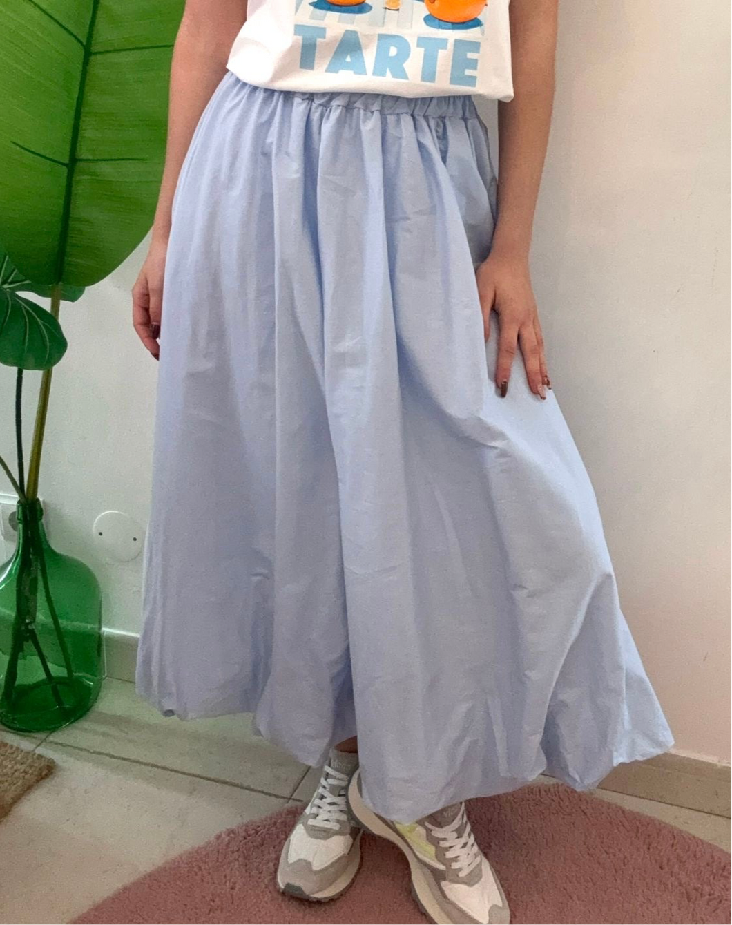 Saia midi balão azul