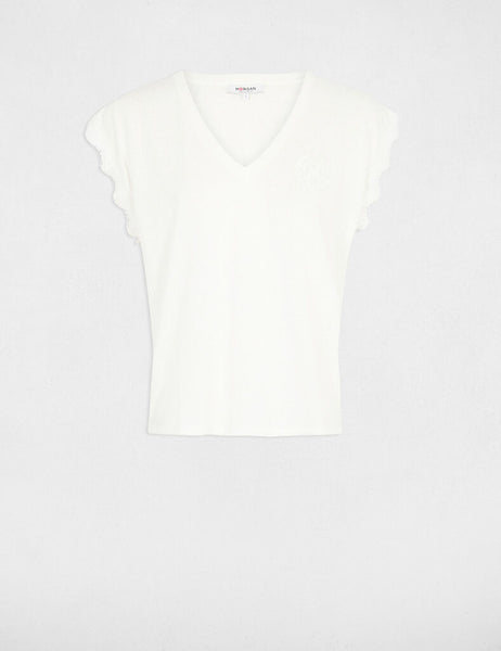 T-shirt Morgan branco emblema