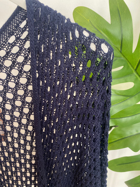 Kimono de malha aberta marinho