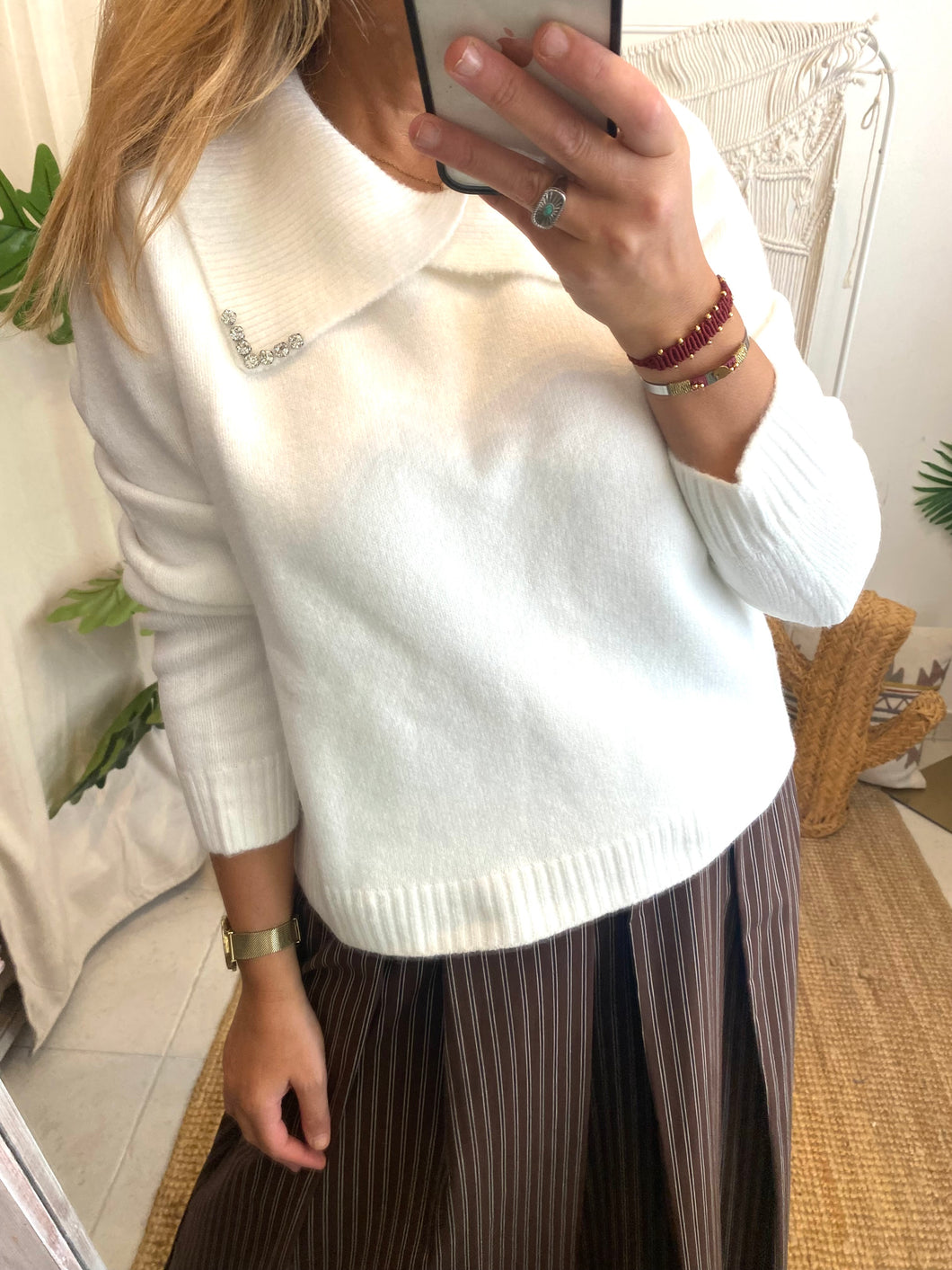 Camisola de malha com colarinhos Morgan