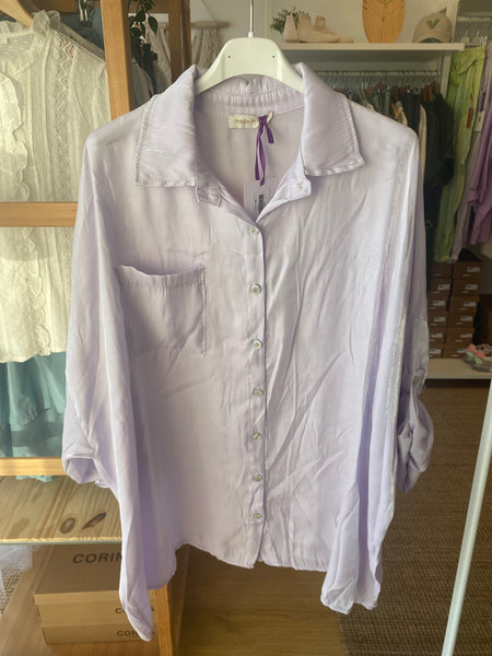 Camisa/túnica oversize bolso lilás