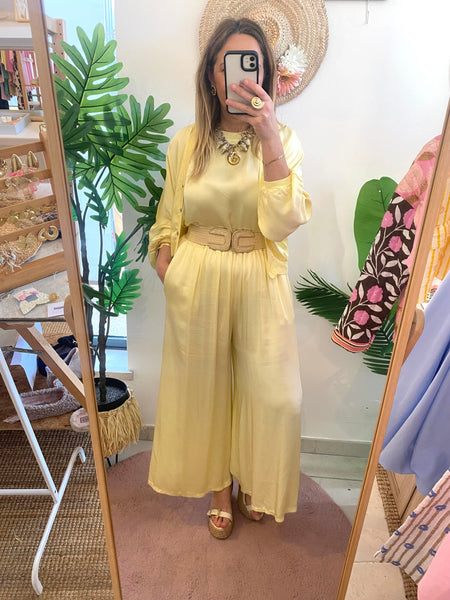 Blusa/casaco acetinado botões amarelo