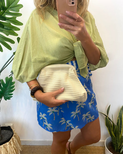 Clutch malha lisa creme